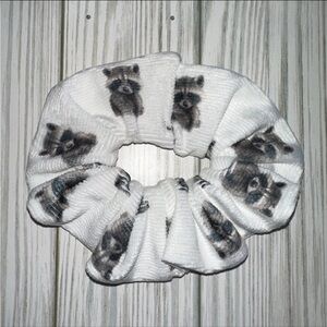 $7ea or 3/$15 Raccoon black and white hair Scrunchie handmade new